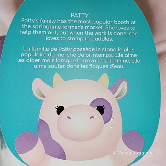 PATTY 🐄 Purple And Pink Flower Hugmee Cow Original Squishmallow By Kellytoy NWT - Picture 10 of 10